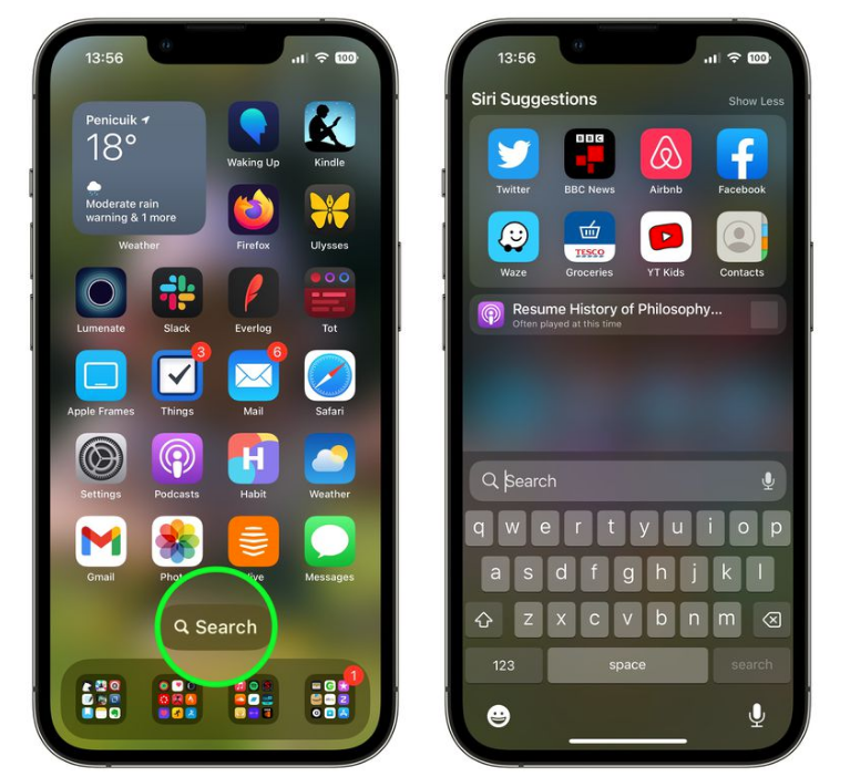 汝阳苹果手机维修分享升级到 iOS 16 后，如何删除主屏幕上的搜索按钮 